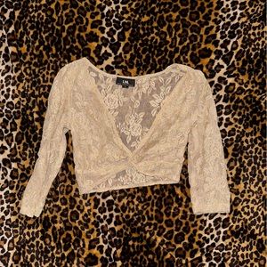 Gold sheer lace crop top